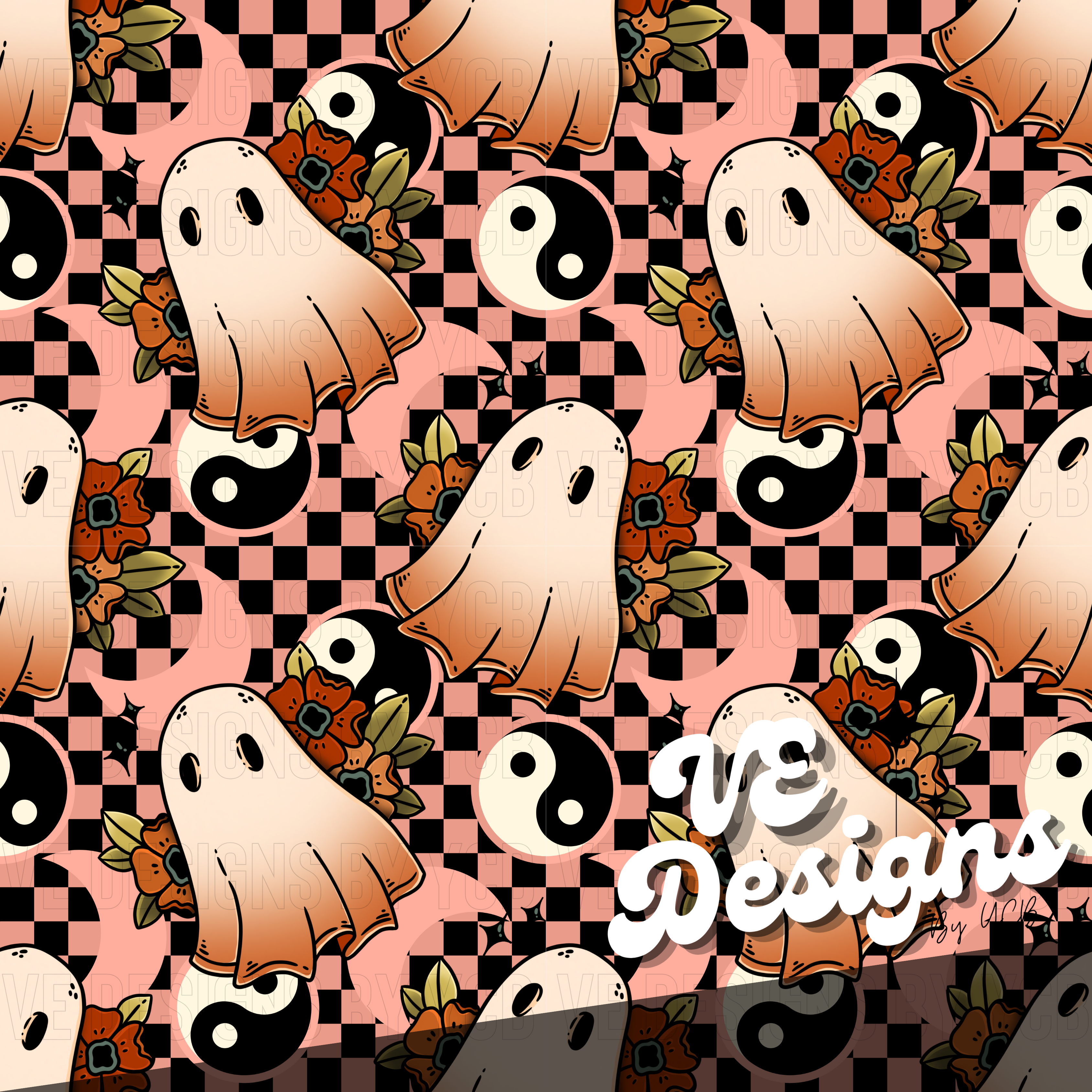 Fall Ghosties - Checkered YinYang